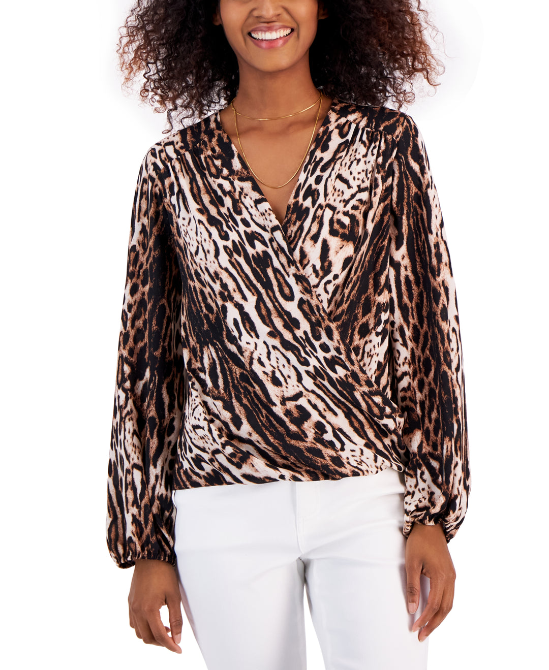 Petite Floral Surplice Top