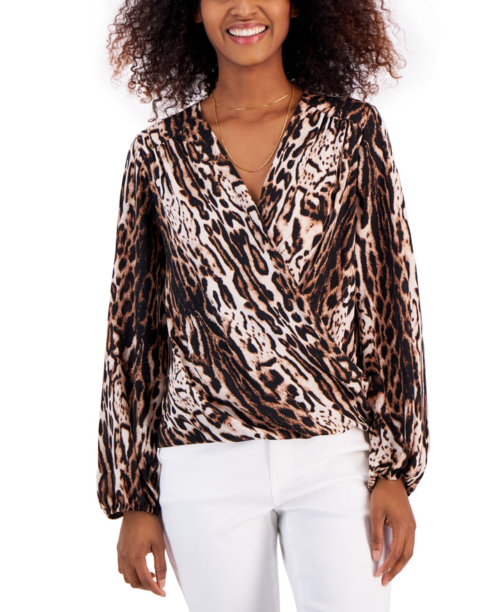 Petite Floral Surplice Top