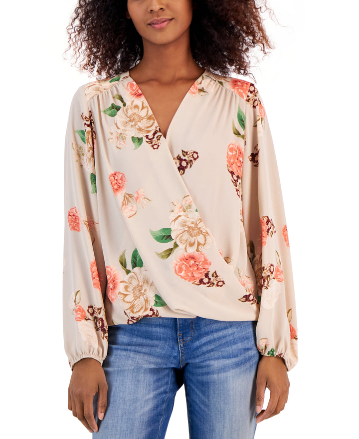 Petite Floral Surplice Top Karah Garden PXS