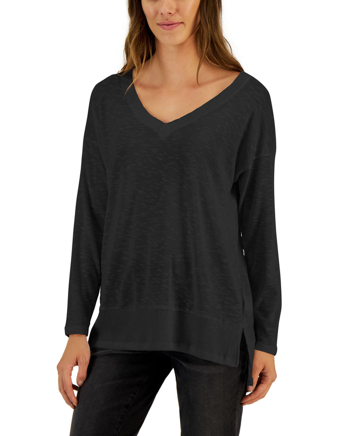 Style & Co Womens V Neck Snit Top