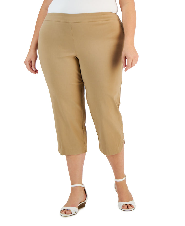 JM Collection Plus Size Lattice Hem Capri Pants