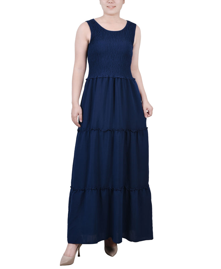 Petite Sleeveless Textured Tiered Maxi Dress
