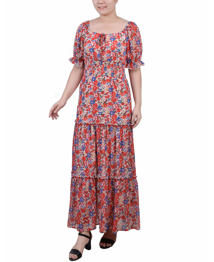 NY Collection Petite Maxi Short Sleeve Dress
