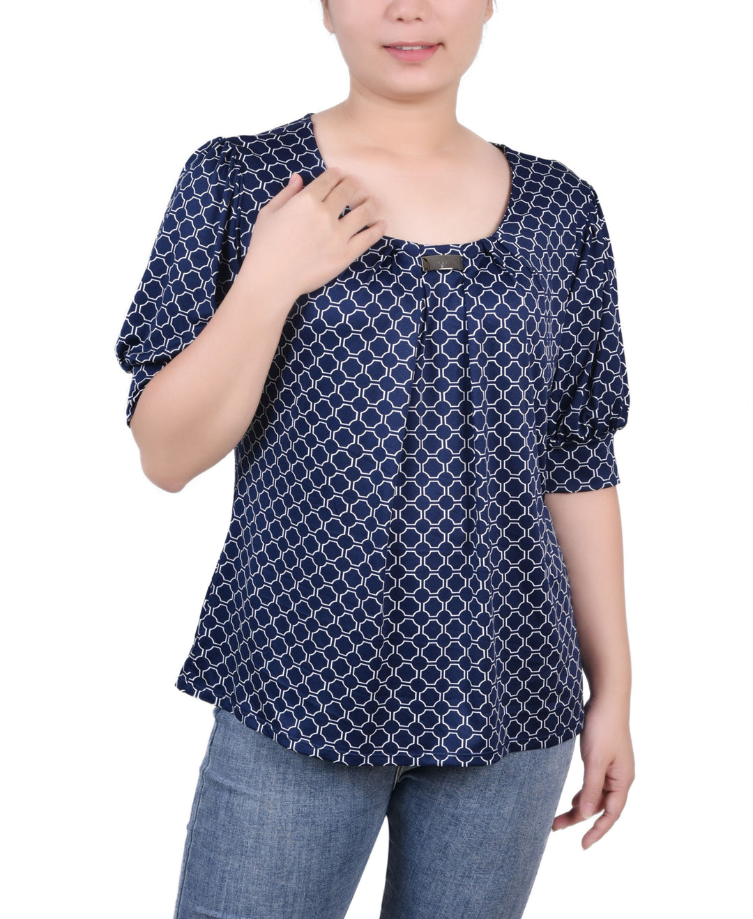 Petite Printed Balloon Sleeve Top