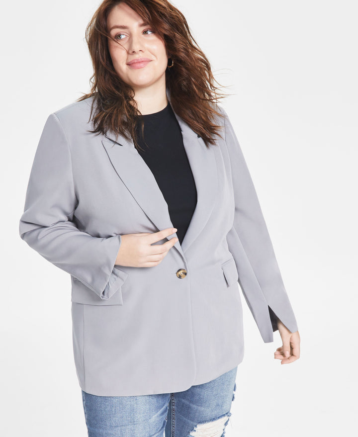 Now This Trendy Plus Size Oversized Boyfriend Blazer