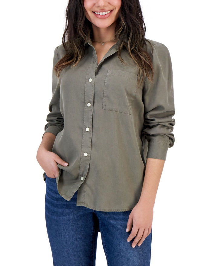 Petite Solid Button-Down Perfect Shirt