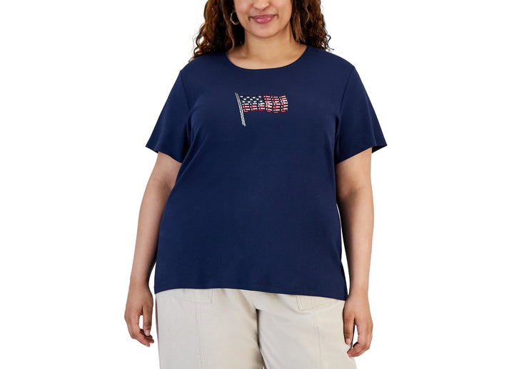 Plus Size Americana Print Top