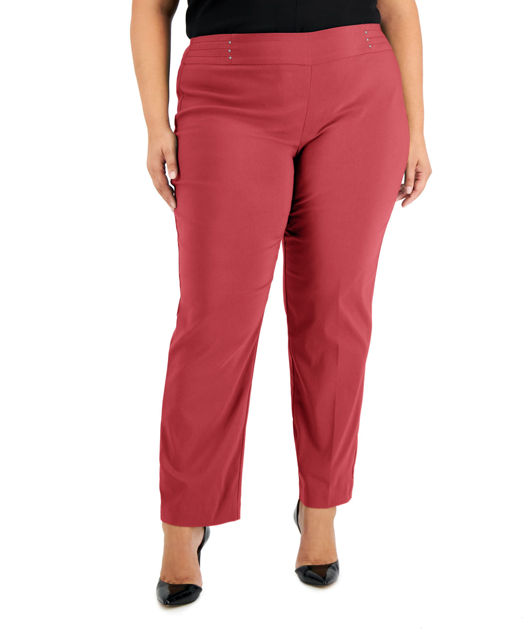 Plus Size Tummy Control Pull-On Slim-Leg Pants