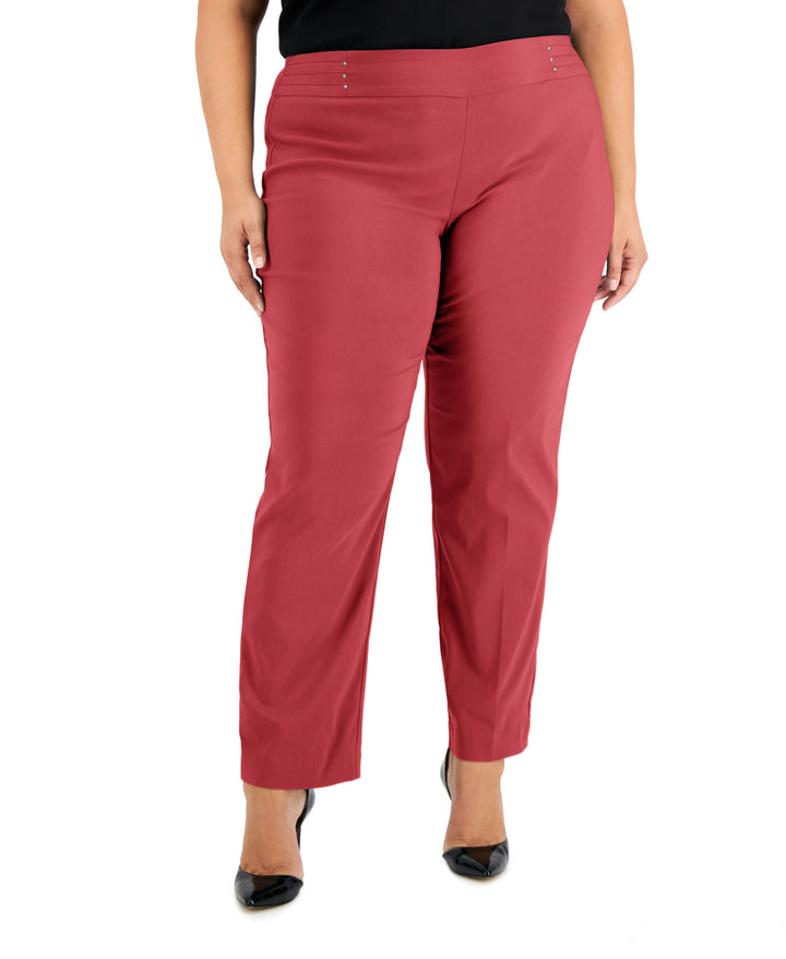 Plus Size Tummy Control Pull-On Slim-Leg Pants