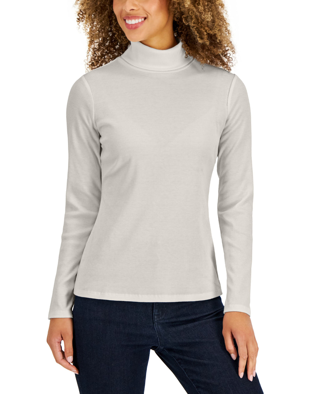 Style & Co Womens Ribbed Turtleneck Top