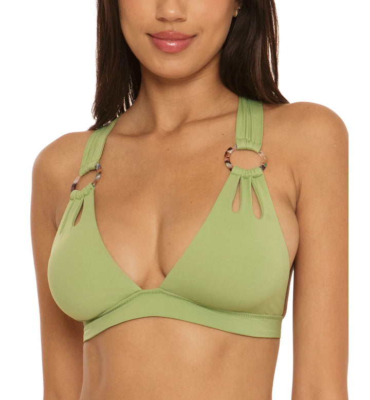 Women's Color Code V-Neck Ring-Strap Bikini Top
