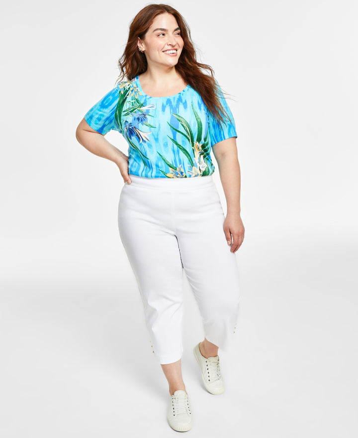 JM Collection Plus Size Lattice Hem Capri Pants
