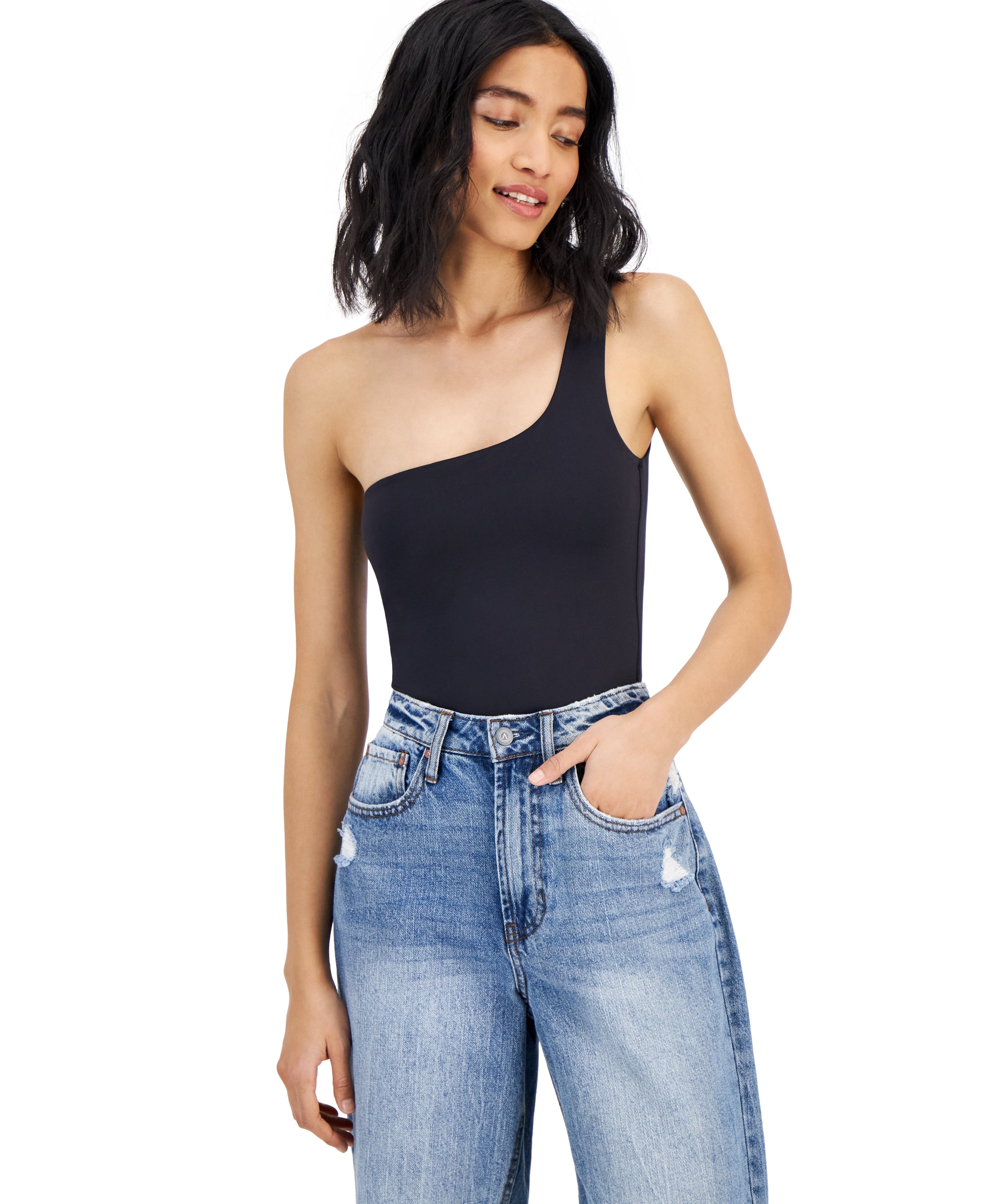 Women's Double-Layered One-Shoulder Sleeveless Bodysuit