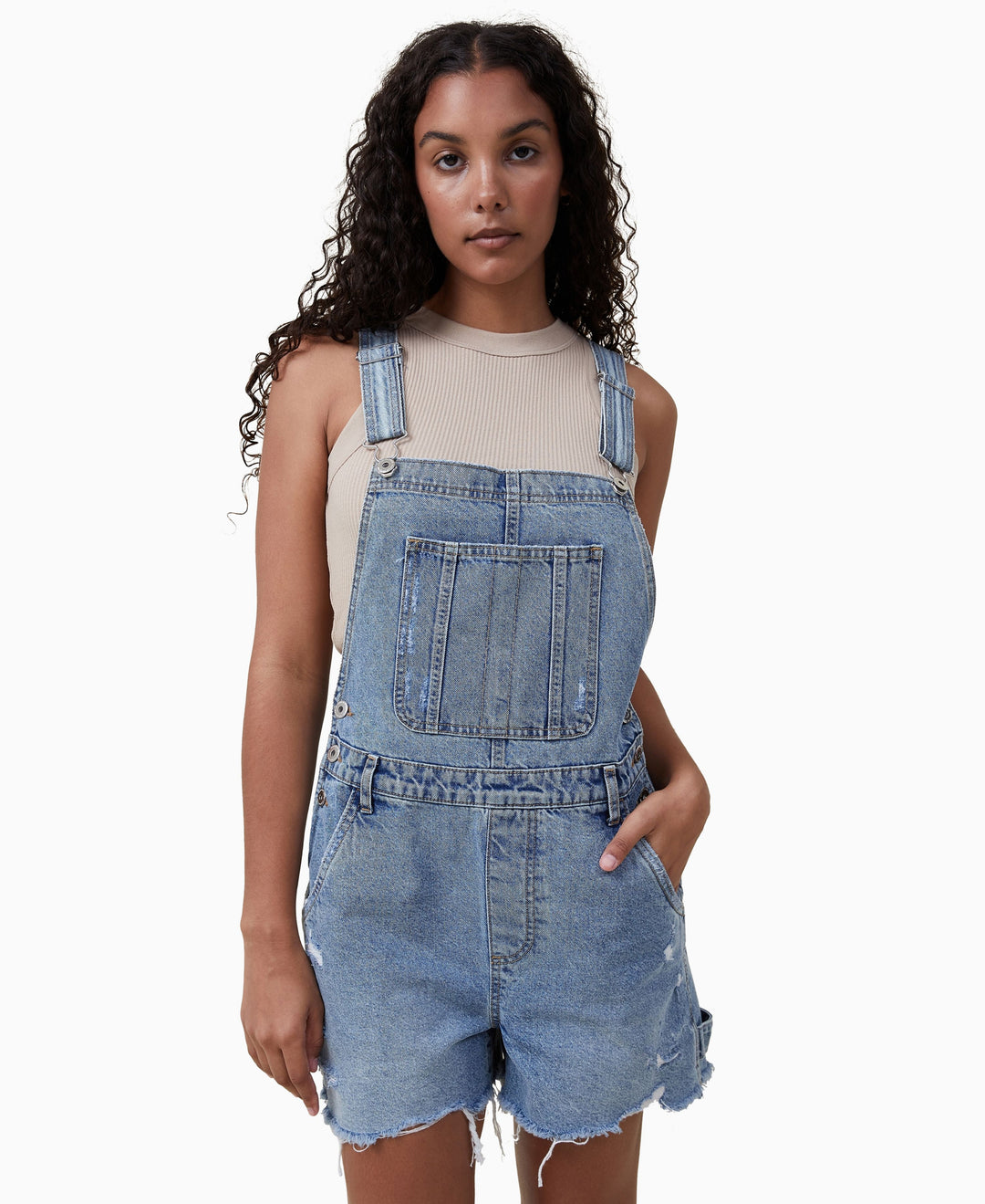 Women's Utility Denim Overall Shorts