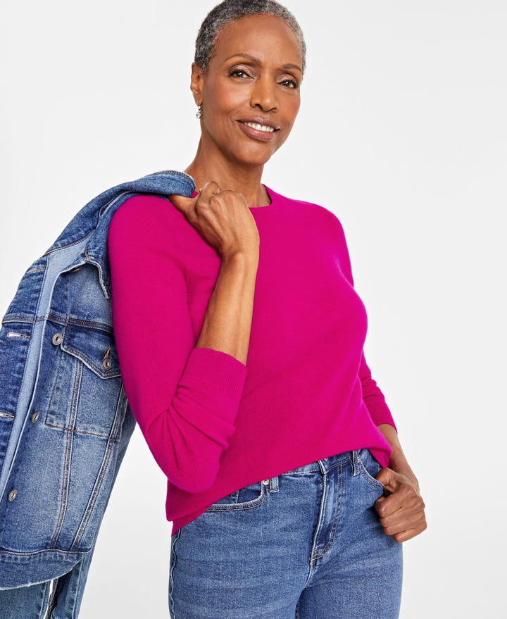 Petite 100% Cashmere Crewneck Sweater