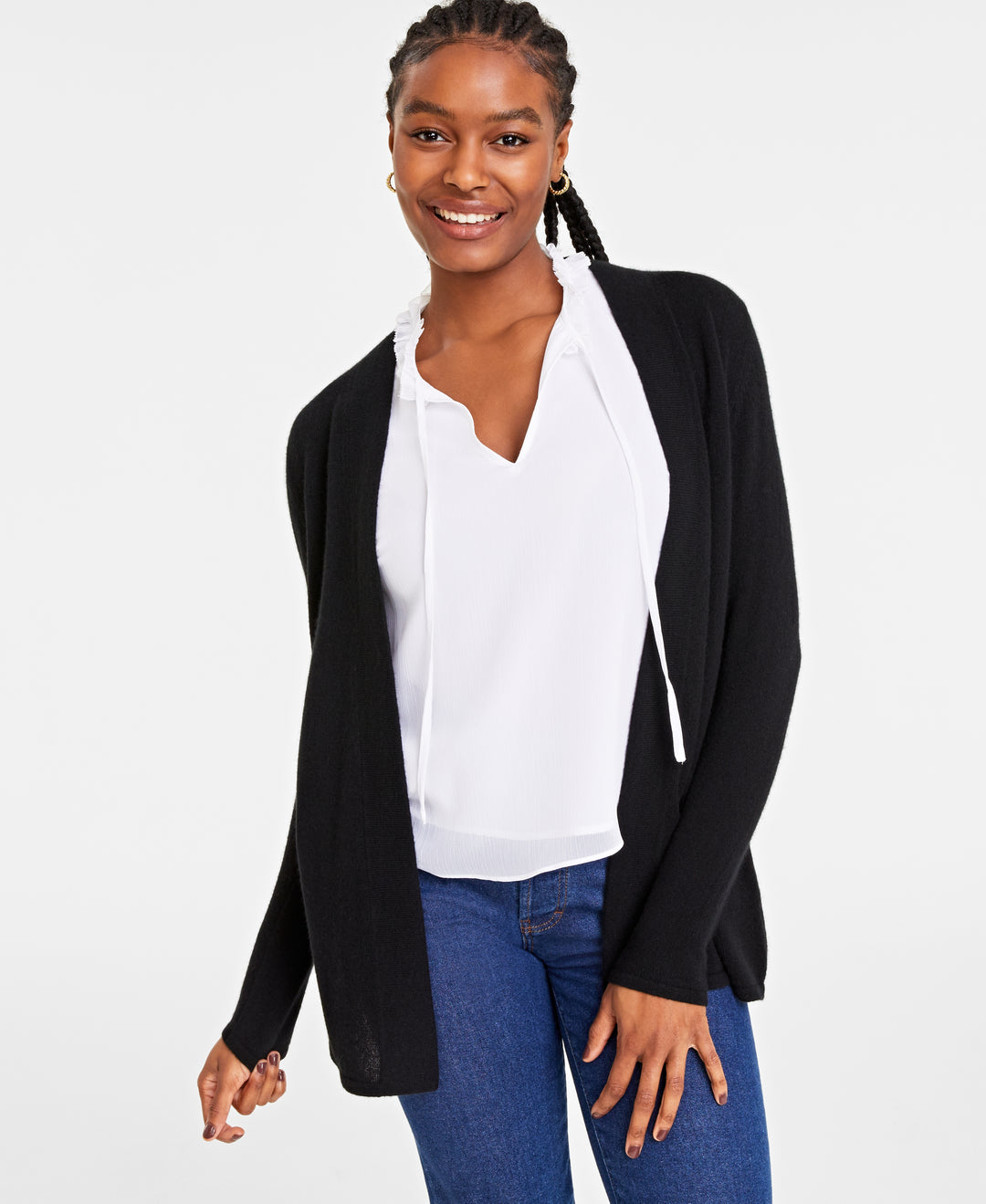 Women's Petite 100% Cashmere Duster Sweater