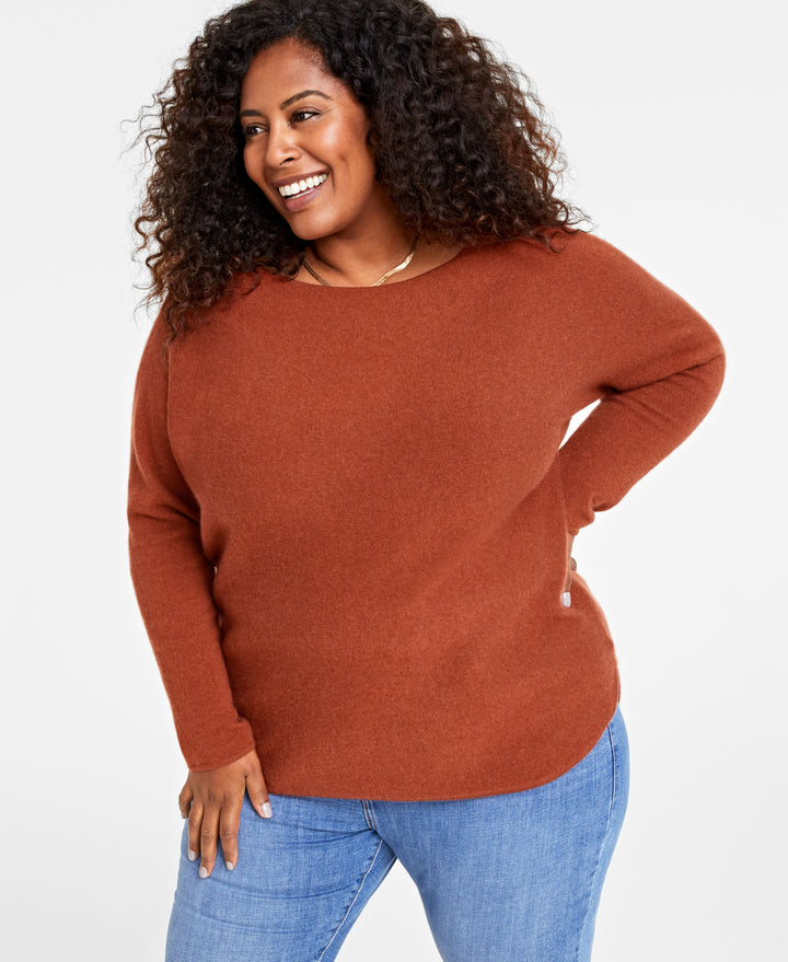 Plus Size 100% Cashmere Shirttail Sweater