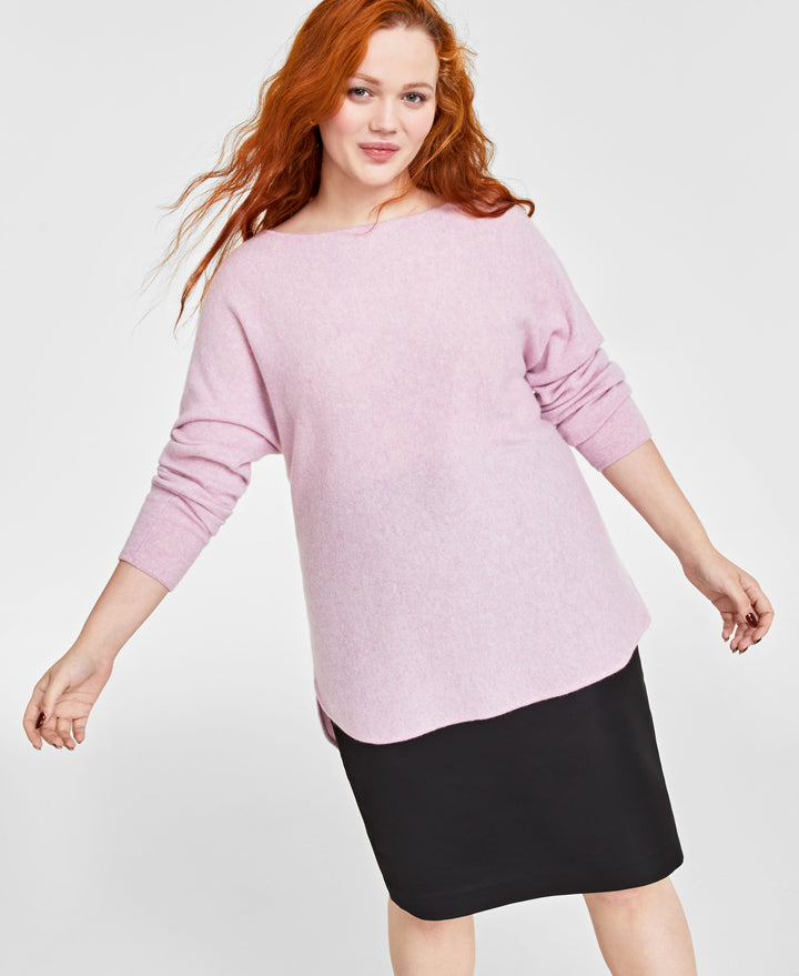 Plus Size 100% Cashmere Shirttail Sweater