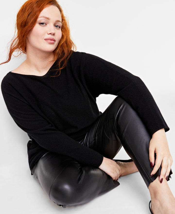 Plus Size 100% Cashmere Shirttail Sweater