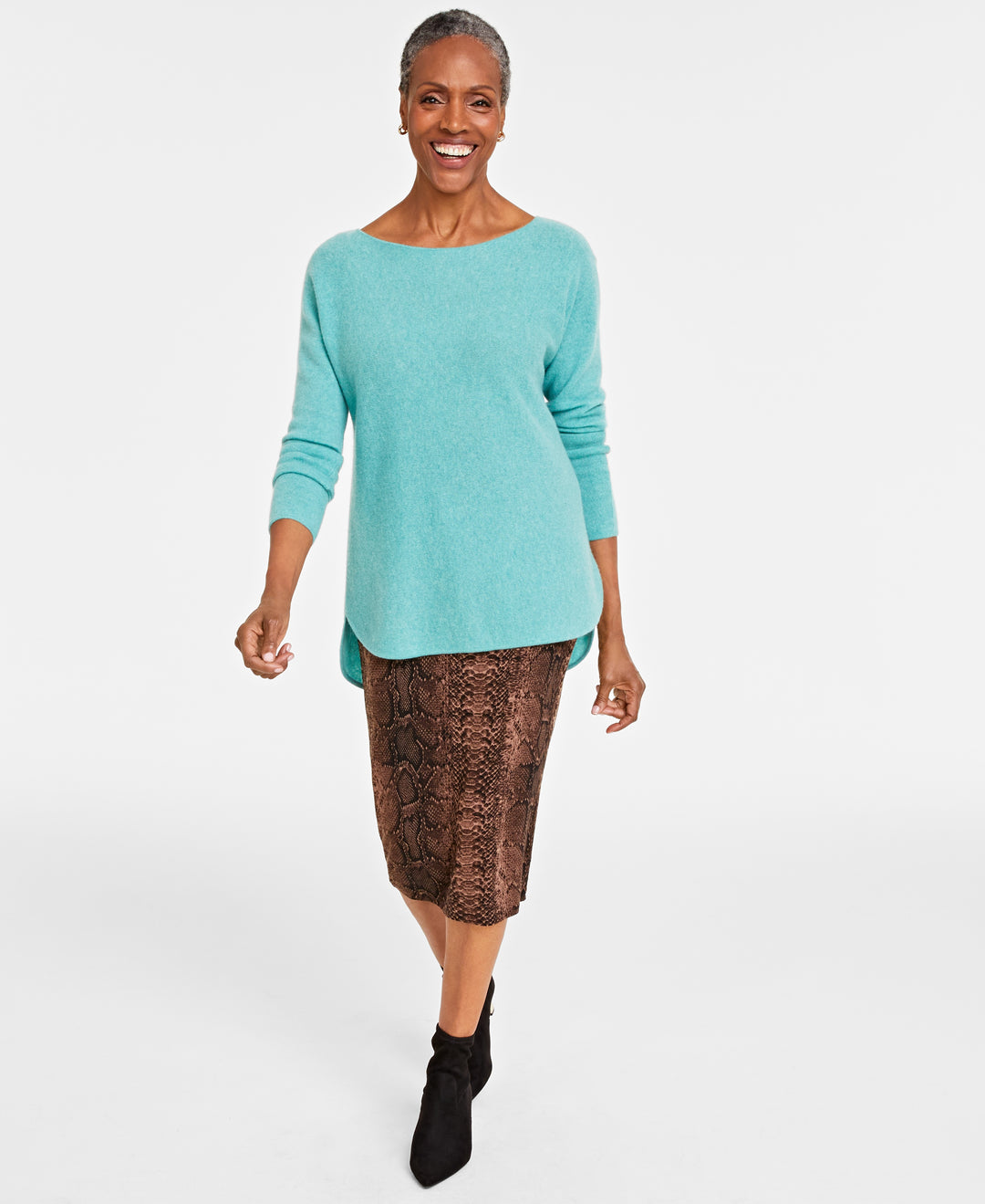 Women's 100% Cashmere Shirttail Sweater