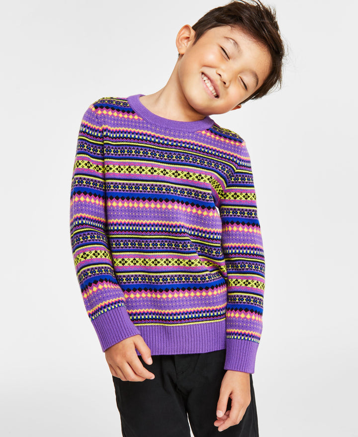 Holiday Lane Little Boys Bright Stripe Fair Isle Sweater