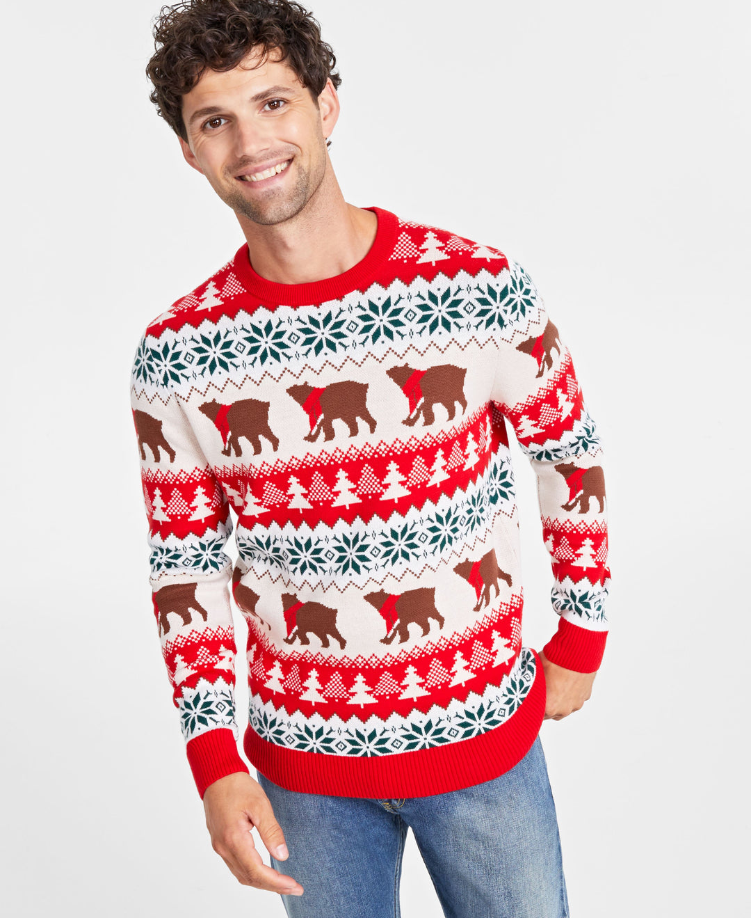 Holiday Lane Men's Santa Bear Sweater