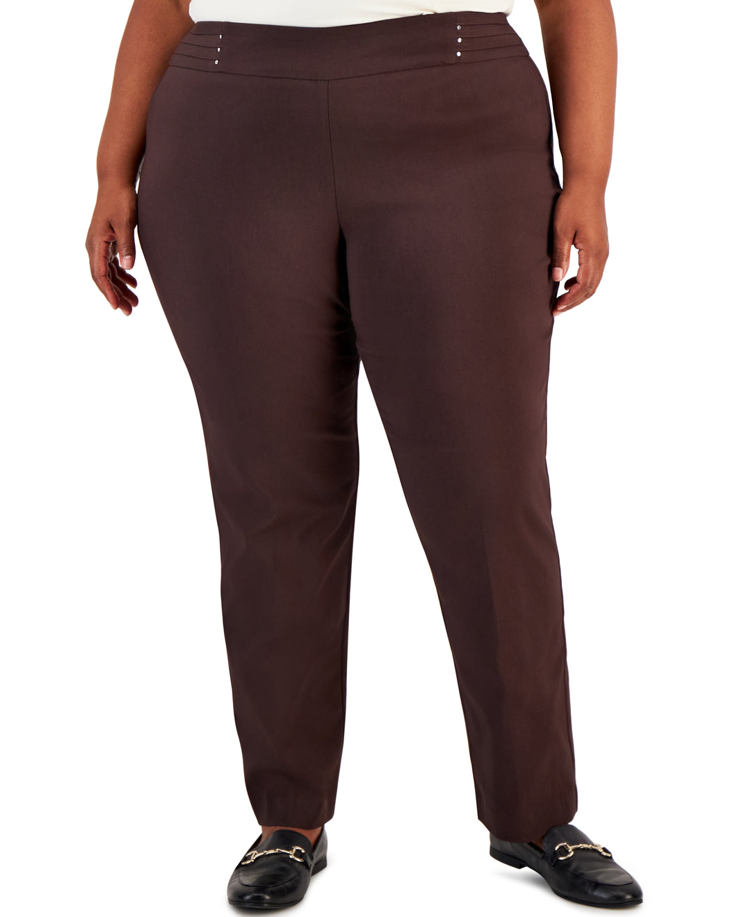 Plus Size Tummy Control Pull-On Slim-Leg Pants