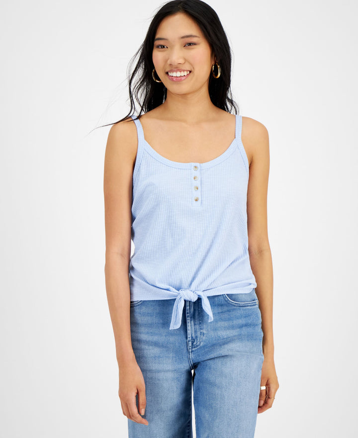 Juniors' Tie-Front Sleeveless Tank Top