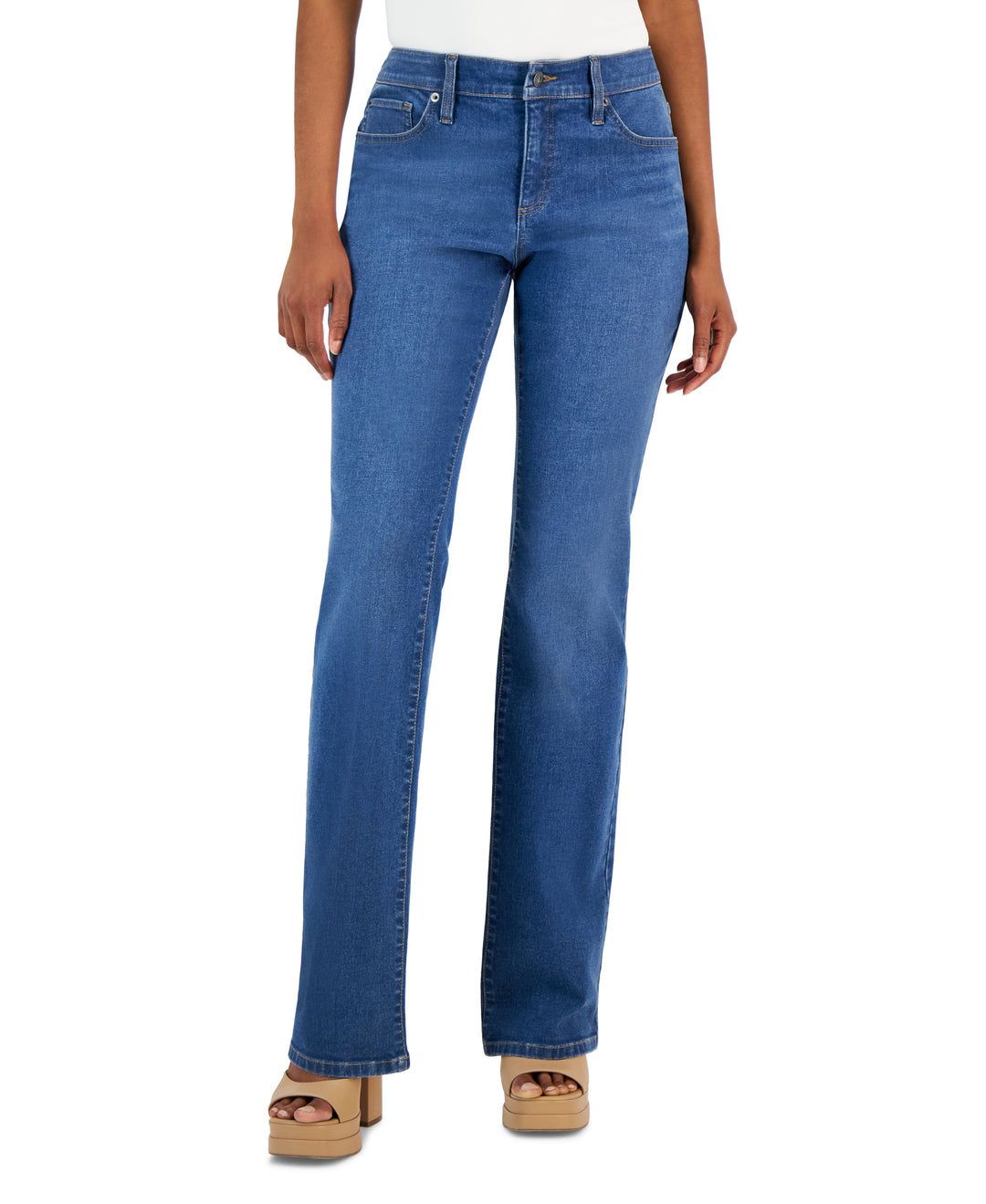 Women's Off-The-Shoulder Blouse & Bootcut Denim Jeans Medium Indigo 16