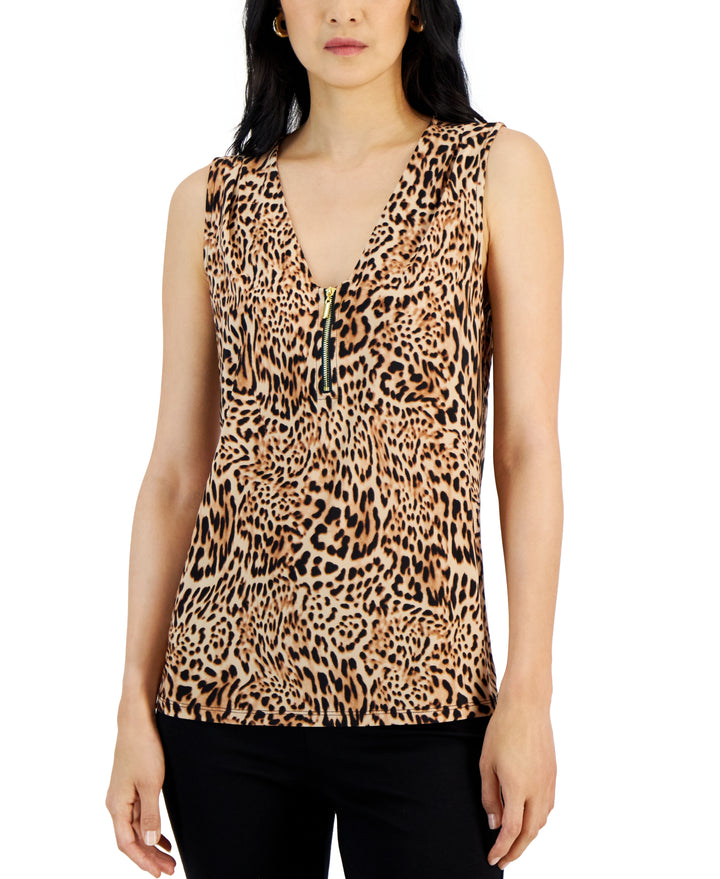 Women's Printed Zip-Front Tank Top