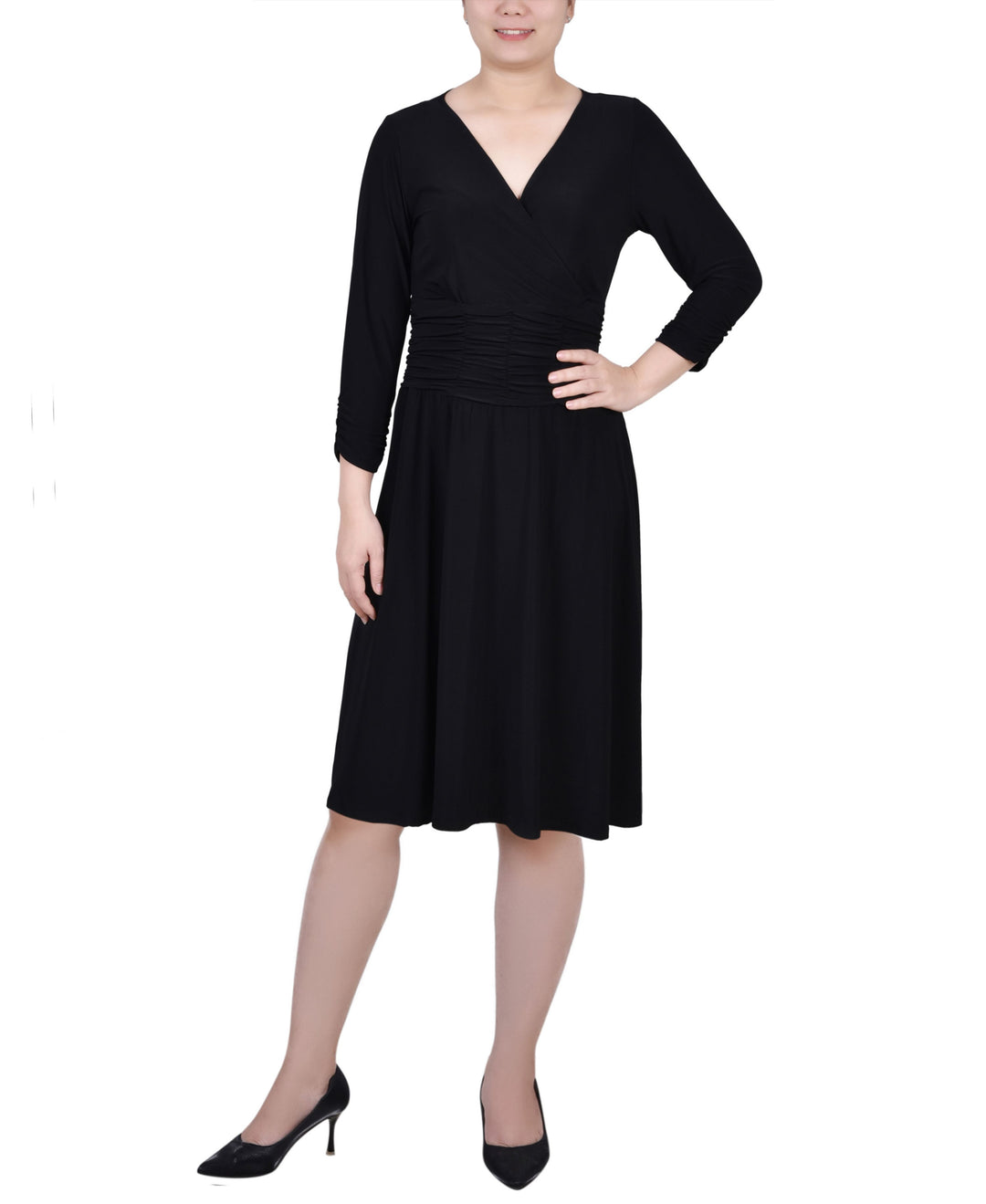 Petite Ruched A-line Dress USAFashion Petite Ruched A-line Dress USAFashion