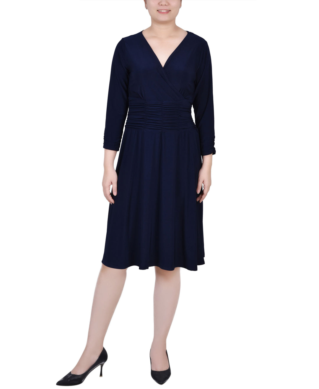 Petite Ruched A-line Dress USAFashion Petite Ruched A-line Dress USAFashion