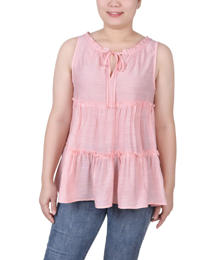 NY Collection Petite Sleeveless Tiered Blouse