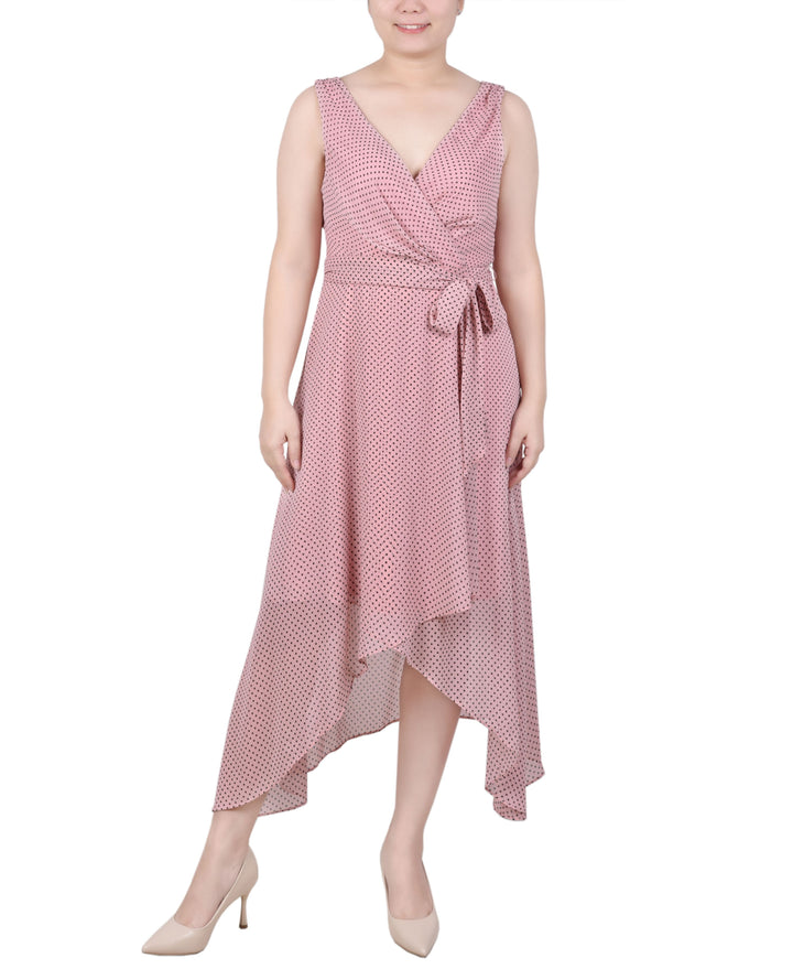 Petite Sleeveless Wrap Chiffon Dress