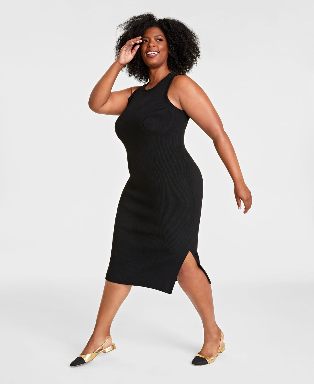 Plus Size Ribbed Sweater Dress