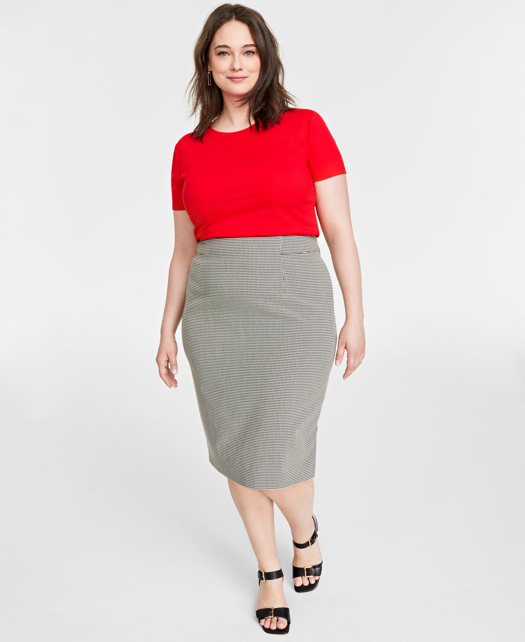 Plus Size Double-Weave Pencil Skirt