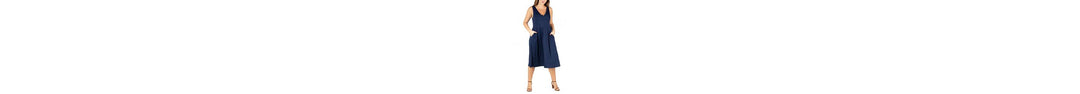 Plus Size Midi Fit and Flare Pocket Dress