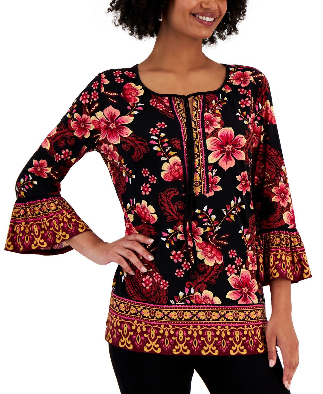 Women's Camila Border-Print Embellished Top