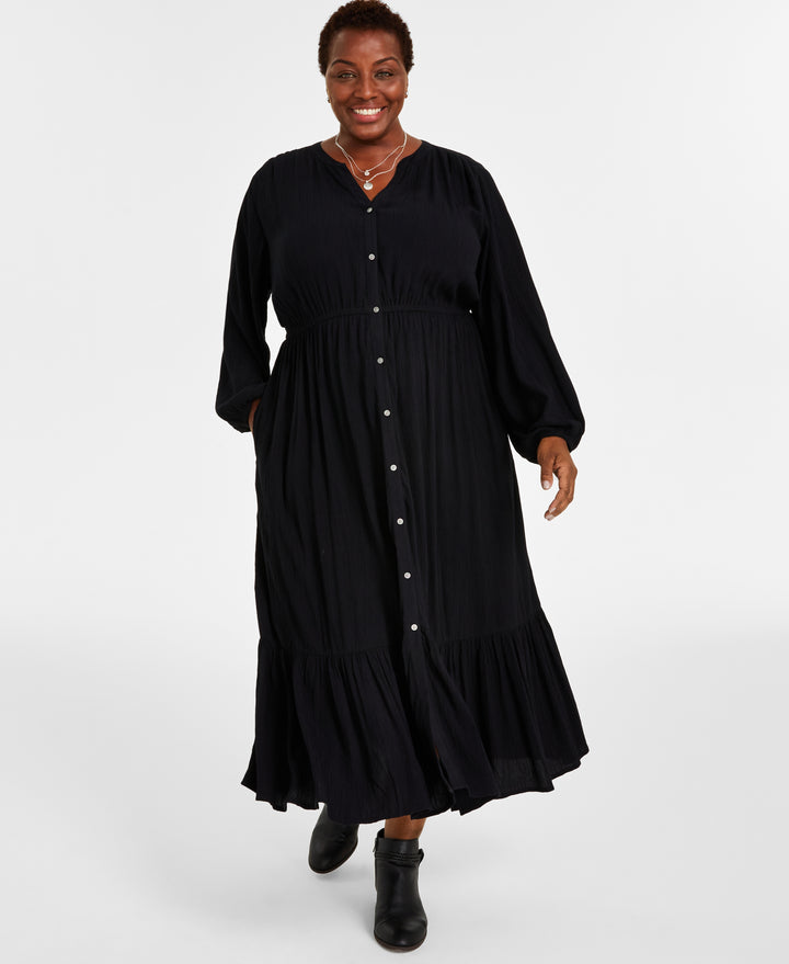 Plus Size Femme Maxi Dress Deep Black 1X