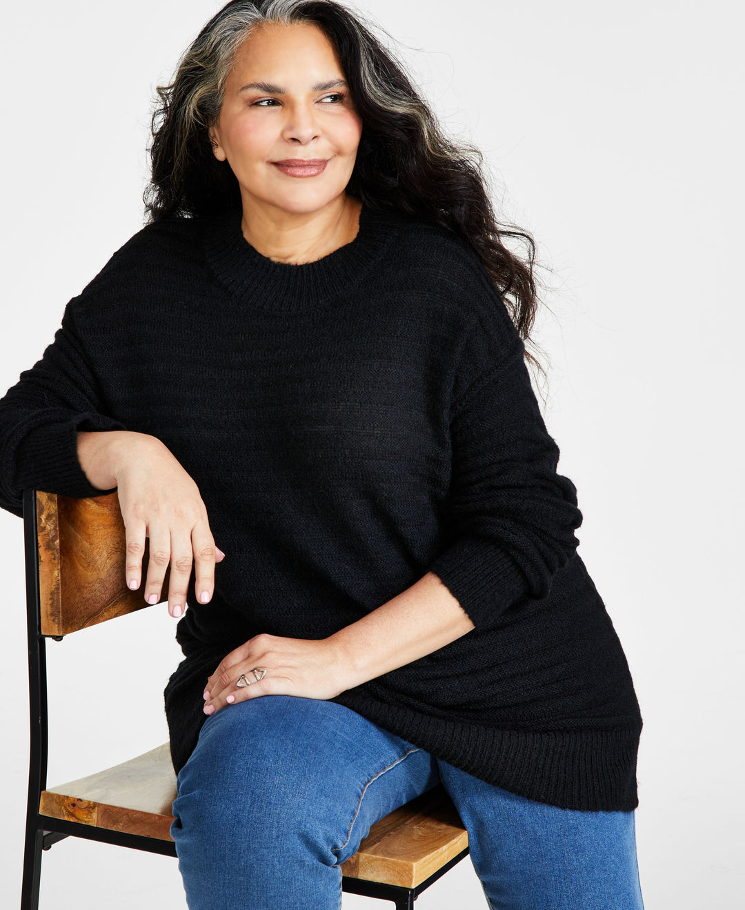 Plus Size Striped Tunic Sweater