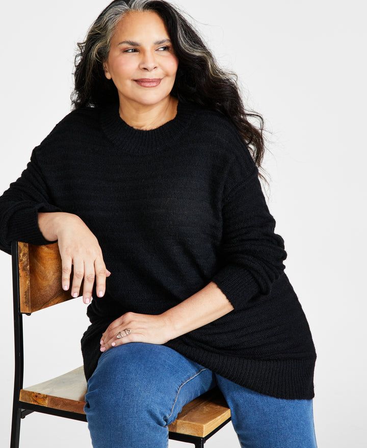 Plus Size Striped Tunic Sweater
