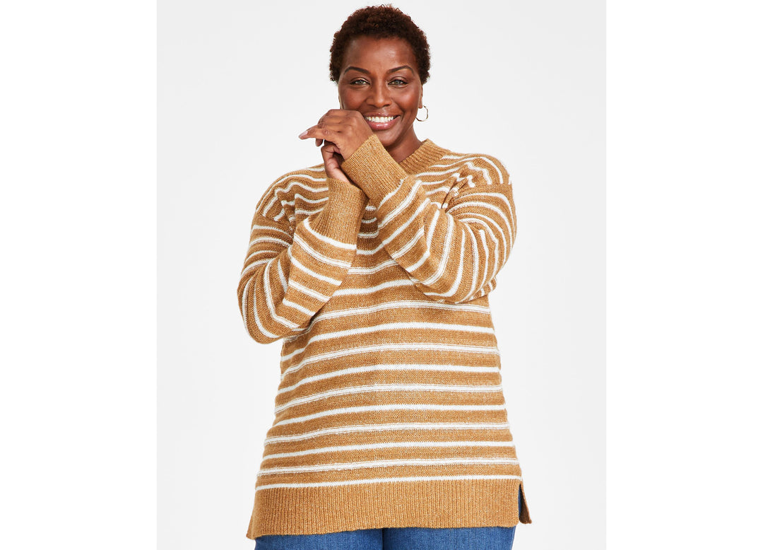Plus Size Striped Tunic Sweater