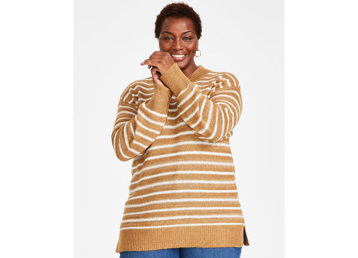 Plus Size Striped Tunic Sweater