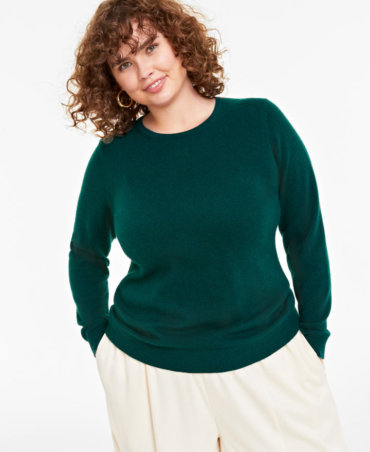Plus Size 100% Cashmere Crewneck Sweater