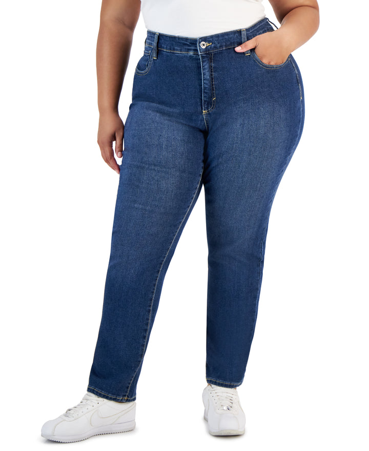 Plus Size Mid-Rise Straight-Leg Jeans Moddy Blue 18W