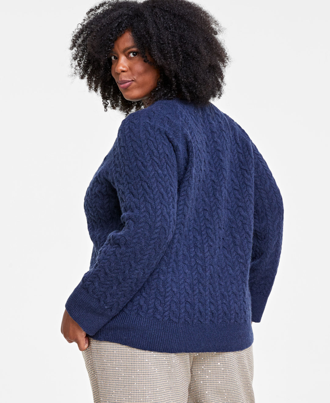 Plus Size Perfect Cable-Knit Crewneck Sweater