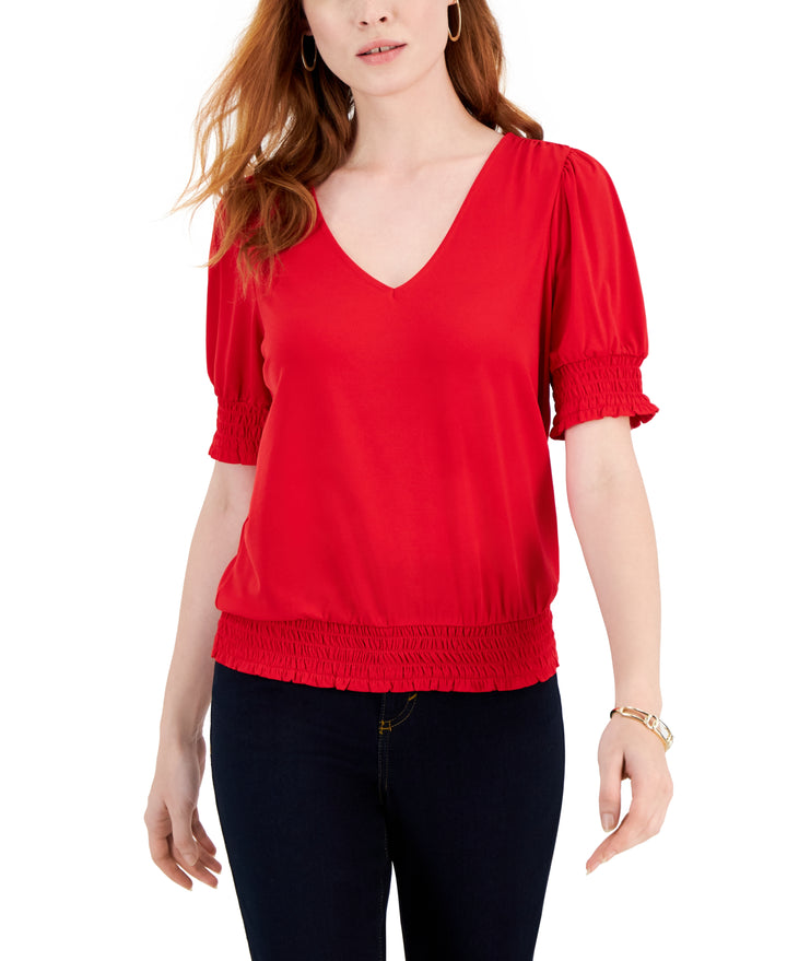 Women's Smocked-Trim Top