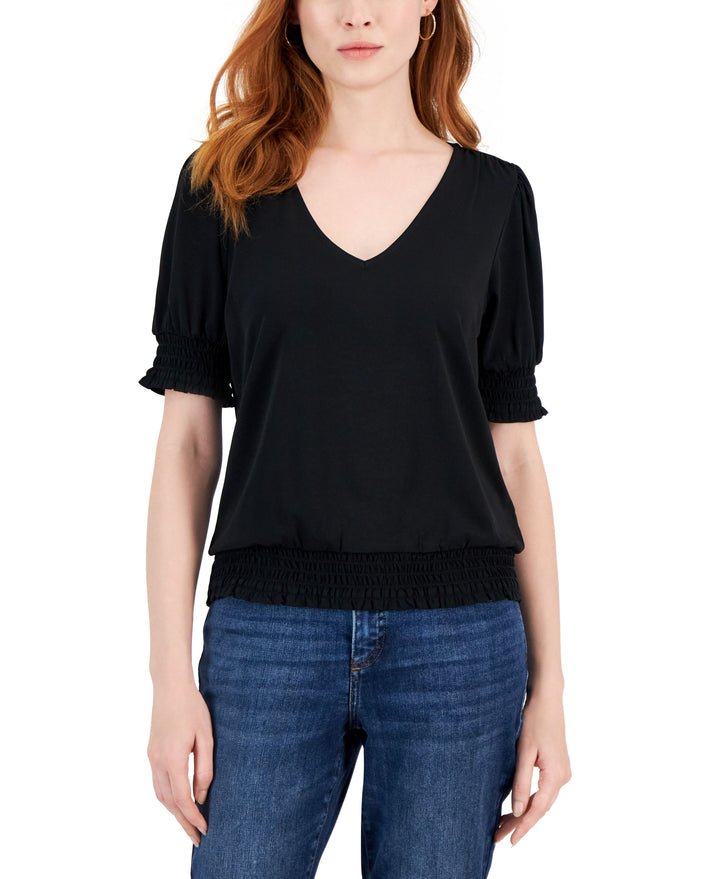 Women's Smocked-Trim Top