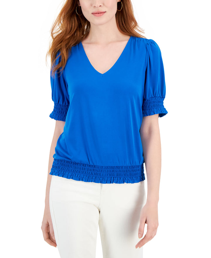 Women's Smocked-Trim Top