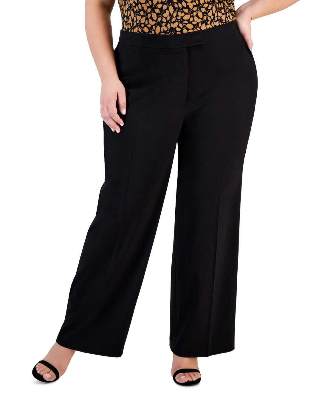 Plus Size Wide-Leg Full-Length High-Rise Pants